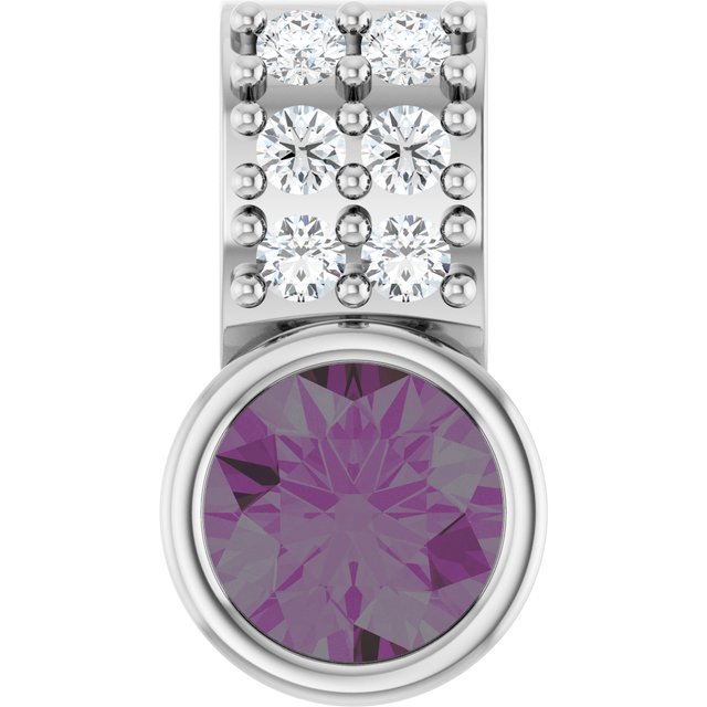 14K White Lab-Grown Alexandrite & .04 CTW Natural Diamond Pendant