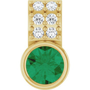 14K Yellow Natural Emerald & .04 CTW Natural Diamond Pendant