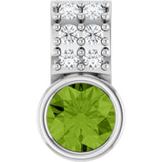 Sterling Silver Natural Peridot & .04 CTW Natural Diamond Pendant
