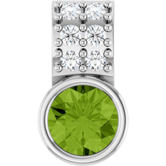 Sterling Silver Natural Peridot & .04 CTW Natural Diamond Pendant