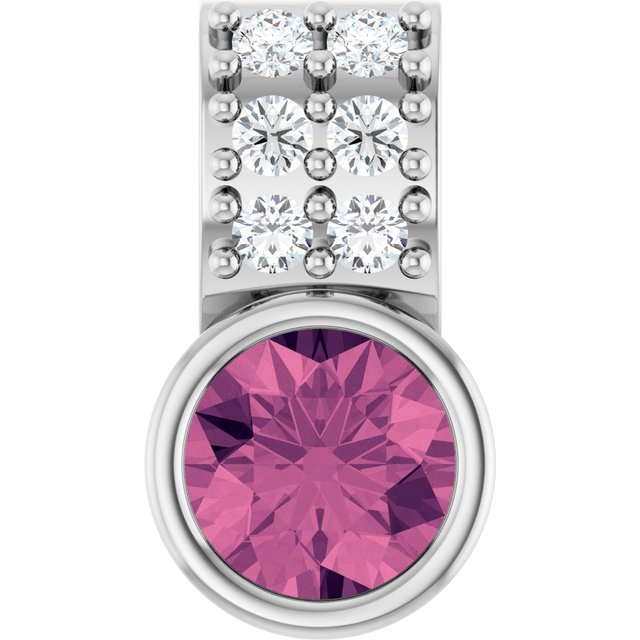 Sterling Silver Natural Pink Tourmaline & .04 CTW Natural Diamond Pendant