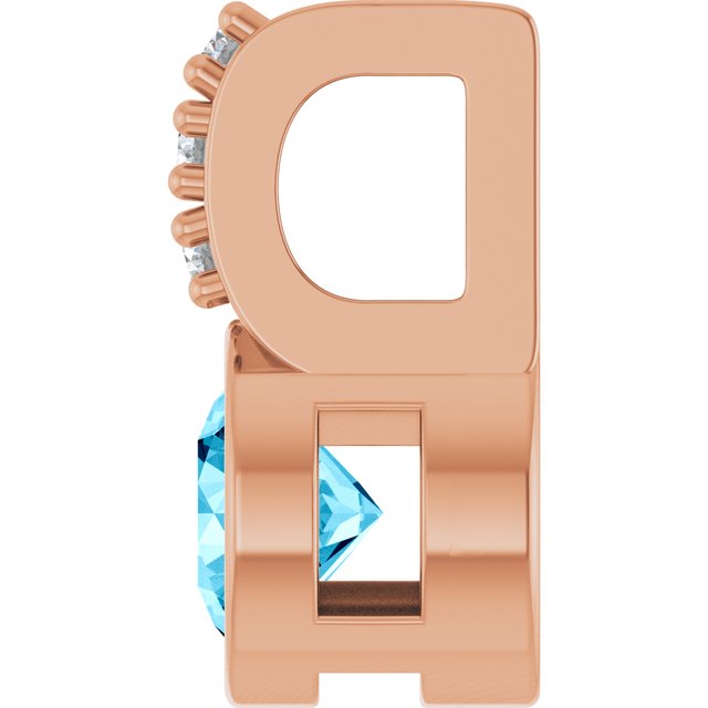 14K Rose Natural Aquamarine & .04 CTW Natural Diamond Pendant