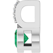 Sterling Silver Natural Emerald & .04 CTW Natural Diamond Pendant