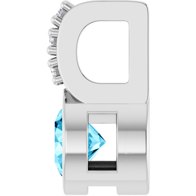 14K White Natural Aquamarine & .04 CTW Natural Diamond Pendant