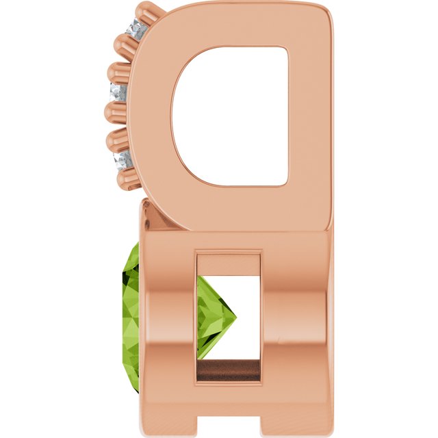 14K Rose Natural Peridot & .04 CTW Natural Diamond Pendant