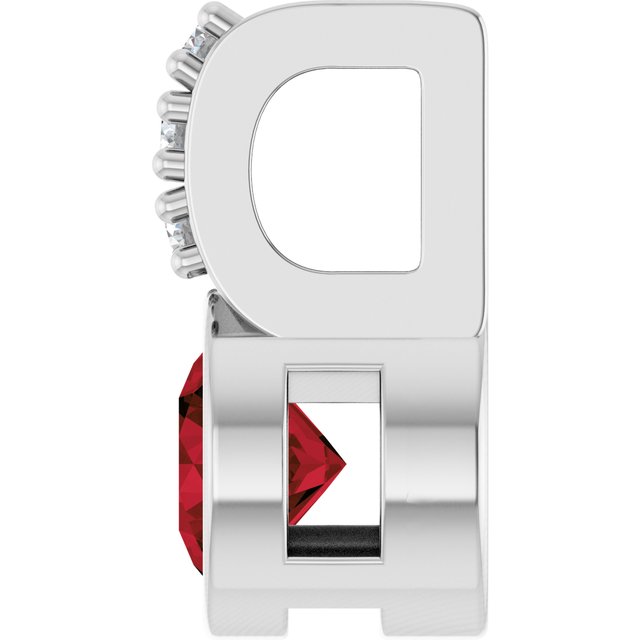 Sterling Silver Natural Mozambique Garnet & .04 CTW Natural Diamond Pendant