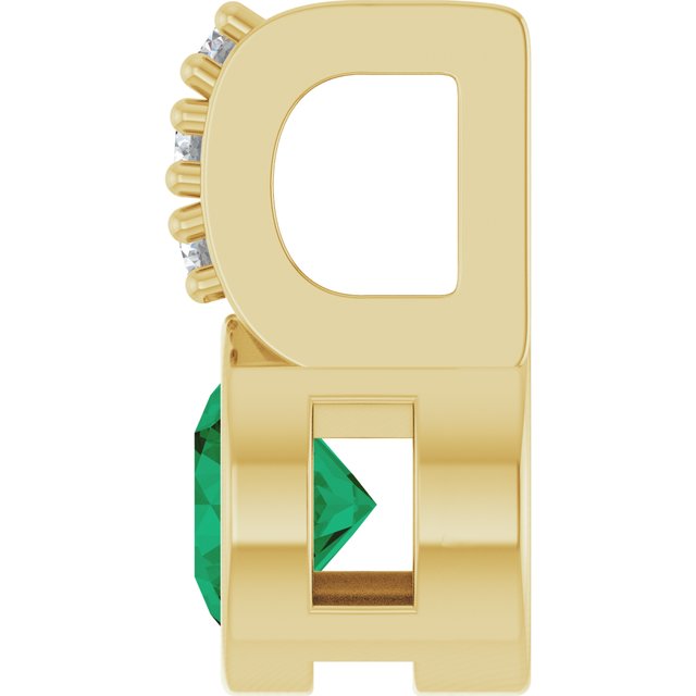 14K Yellow Lab-Grown Emerald & .04 CTW Natural Diamond Pendant