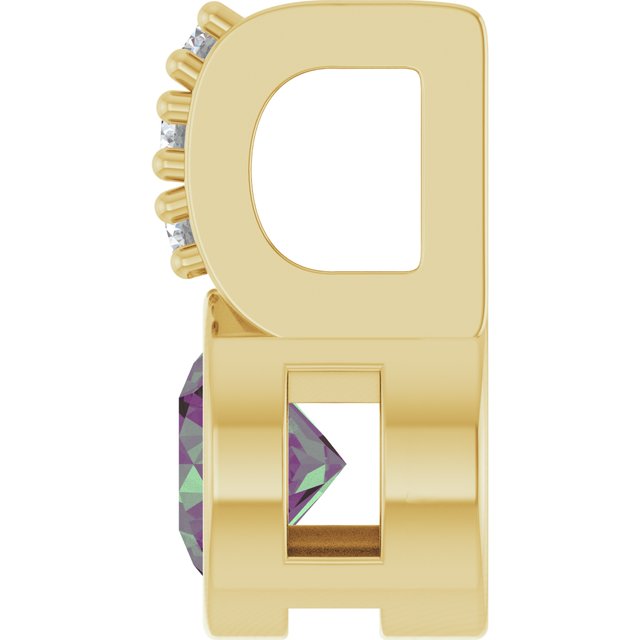 14K Yellow Lab-Grown Alexandrite & .04 CTW Natural Diamond Pendant