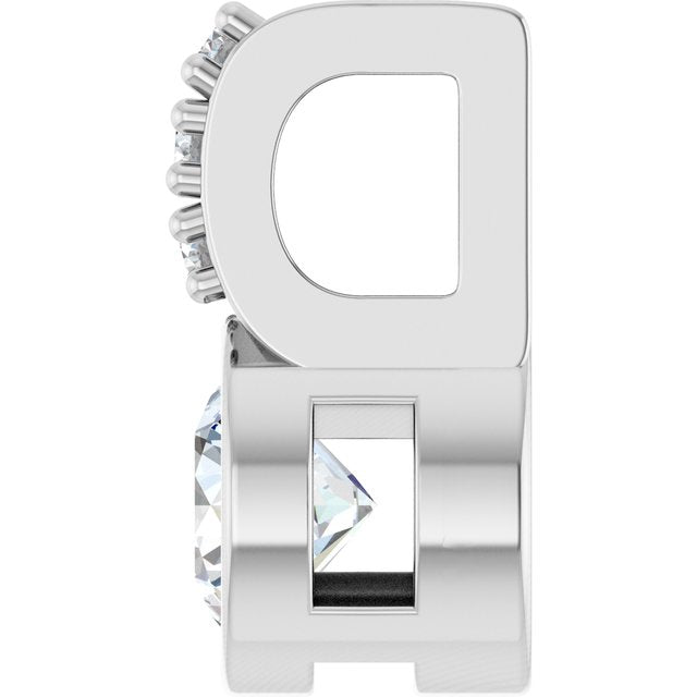 14K White Natural White Sapphire & .04 CTW Natural Diamond Pendant