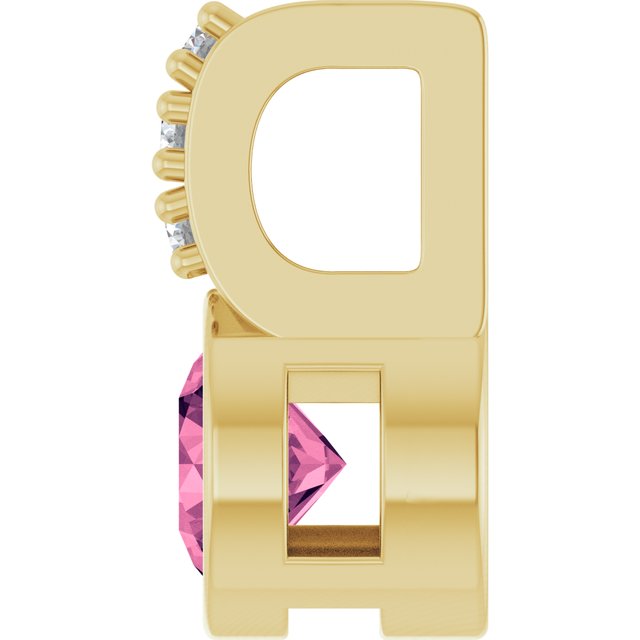 14K Yellow Natural Pink Tourmaline & .04 CTW Natural Diamond Pendant
