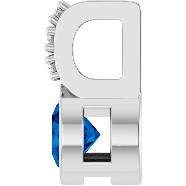 Sterling Silver Lab-Grown Blue Sapphire & .04 CTW Natural Diamond Pendant