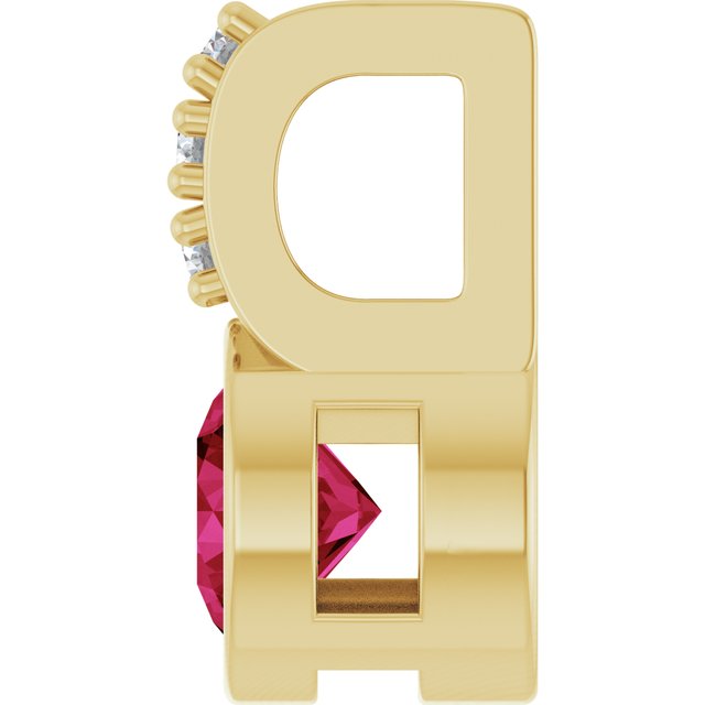 14K Yellow Natural Ruby & .04 CTW Natural Diamond Pendant