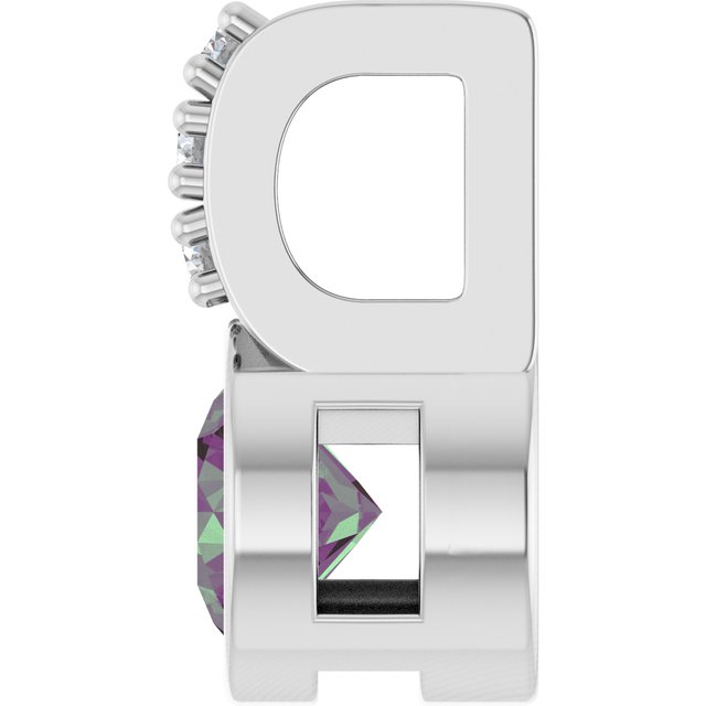 14K White Lab-Grown Alexandrite & .04 CTW Natural Diamond Pendant