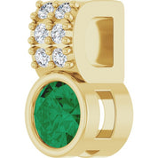 14K Yellow Natural Emerald & .04 CTW Natural Diamond Pendant