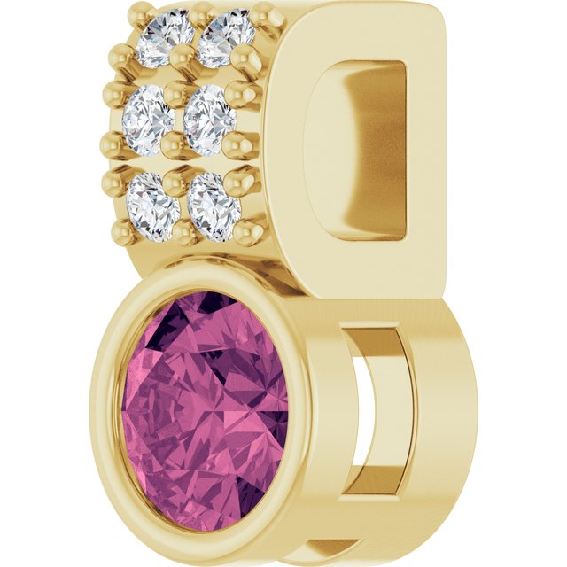 14K Yellow Natural Pink Tourmaline & .04 CTW Natural Diamond Pendant