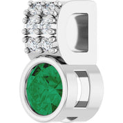 14K White Natural Emerald & .04 CTW Natural Diamond Pendant