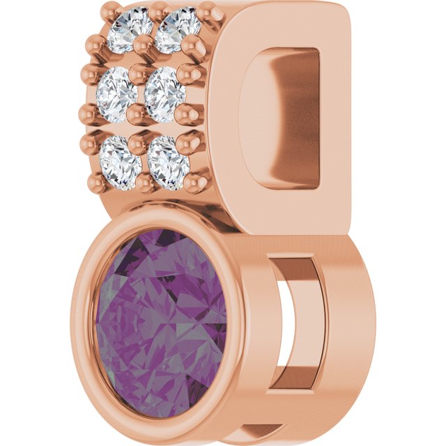 14K Rose Lab-Grown Alexandrite & .04 CTW Natural Diamond Pendant