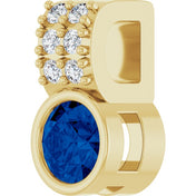 14K Yellow Natural Blue Sapphire & .04 CTW Natural Diamond Pendant