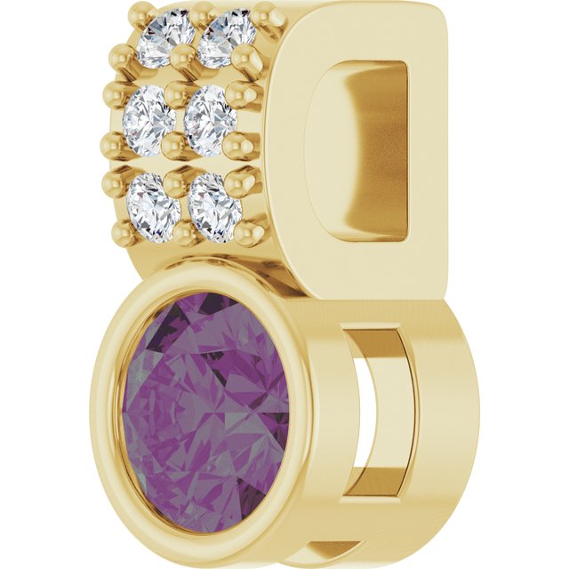 14K Yellow Lab-Grown Alexandrite & .04 CTW Natural Diamond Pendant