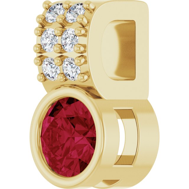 14K Yellow Natural Ruby & .04 CTW Natural Diamond Pendant