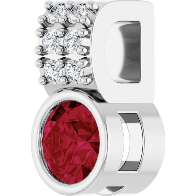 Sterling Silver Lab-Grown Ruby & .04 CTW Natural Diamond Pendant