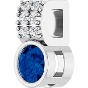 Sterling Silver Lab-Grown Blue Sapphire & .04 CTW Natural Diamond Pendant