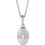 14K White .015 CT Natural Diamond Star 16-18" Necklace