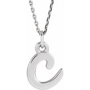 14K White Petite Initial C 16" Necklace