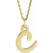 14K Yellow Petite Initial C 16" Necklace