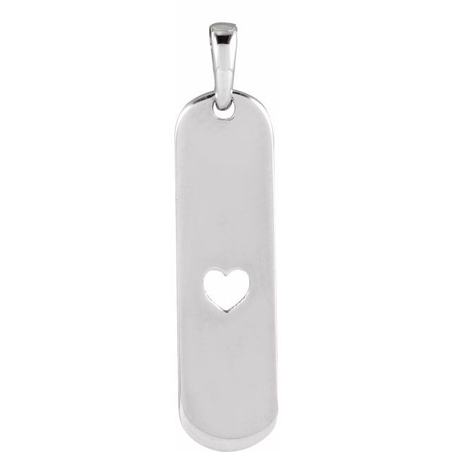 Custom Engravable Heart Bar Pendant in 14k Gold, Platinum, and Silver