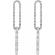14K White 1/2 CTW Lab-Grown Diamond Elongated Link Earrings