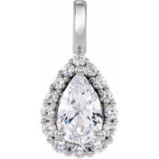 14K White 1 1/2 CTW Lab-Grown Diamond Halo-Style Pendant