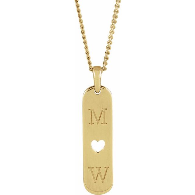 Engravable Heart Bar 18" Necklace in 14K White, Rose, Yellow, and Sterling Silver