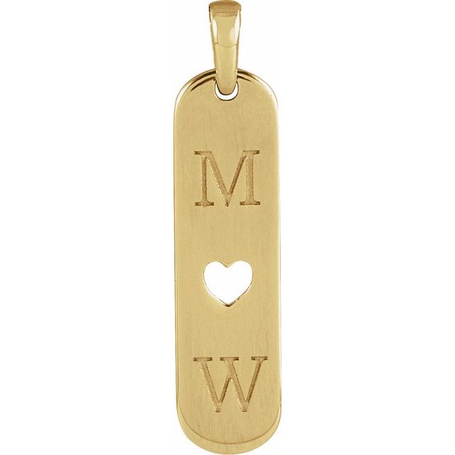 Custom Engravable Heart Bar Pendant in 14k Gold, Platinum, and Silver