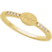 14K Yellow .07 CTW Natural Diamond Engravable Signet Ring