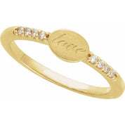 14K Yellow .07 CTW Natural Diamond Engravable Signet Ring