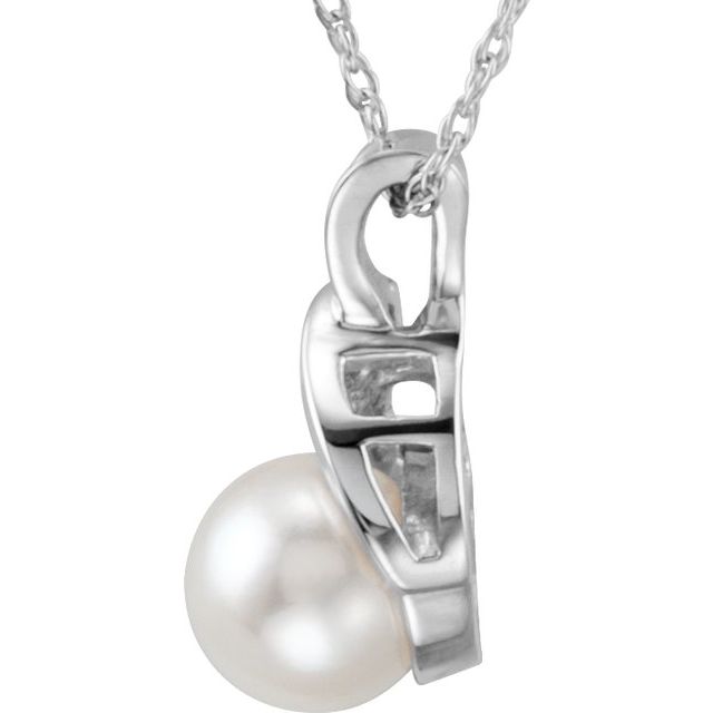 14K White Cultured White Akoya Pearl 18" Necklace