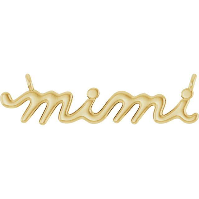 10K Mimi Lowercase Script Necklace Center in White, Yellow, and Rose Gold Options