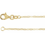 14K Yellow 1.25 mm Paperclip-Style 20" Chain