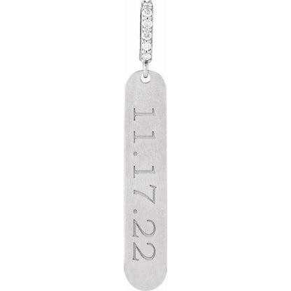 Custom Engravable Bar Pendant with .05 CTW Natural Diamonds