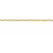 14K Yellow 1.25 mm Figaro Chain by the Inch