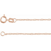 14K Rose 1.25 mm Figaro 16" Chain