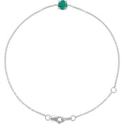 14K White Natural Emerald  6 1/2-7-1/2" Bracelet