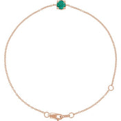 14K Rose Lab-Grown Emerald  6 1/2-7-1/2" Bracelet