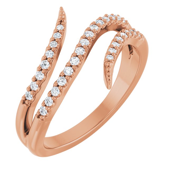 14K Rose Gold 1/5 CTW Natural Diamond Bypass Ring - Perfect for Any Occasion