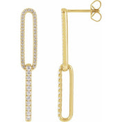14K Yellow 1/2 CTW Lab-Grown Diamond Elongated Link Earrings