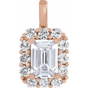 14K Rose 1 1/2 CTW Lab-Grown Diamond Halo-Style Pendant