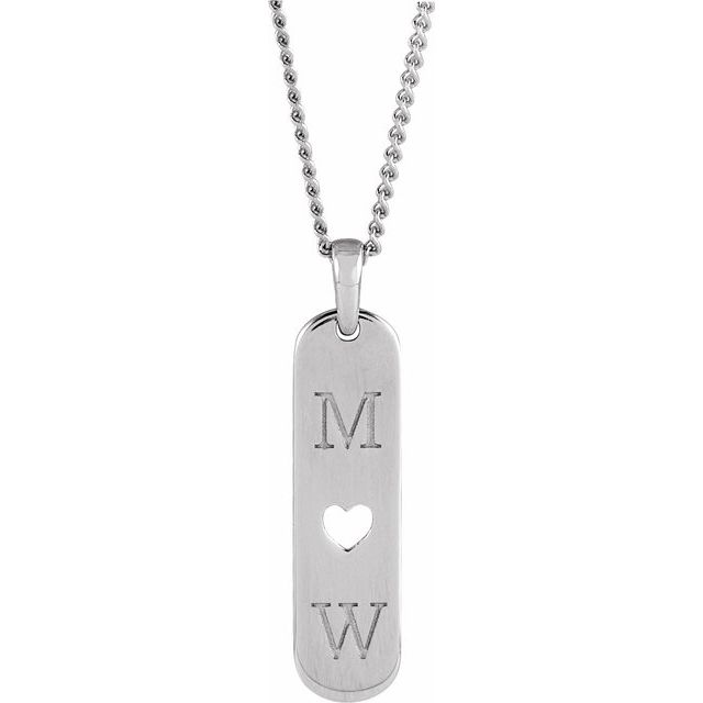 Engravable Heart Bar 18" Necklace in 14K White, Rose, Yellow, and Sterling Silver