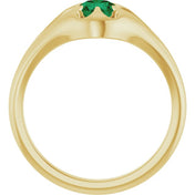 14K Yellow Natural Emerald Belcher Ring