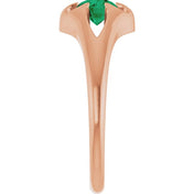 14K Rose Natural Emerald Belcher Ring